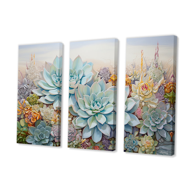 Fleurs douces et plantes grasses - Florescence II, H 40 po x l 60 po x P 1 po