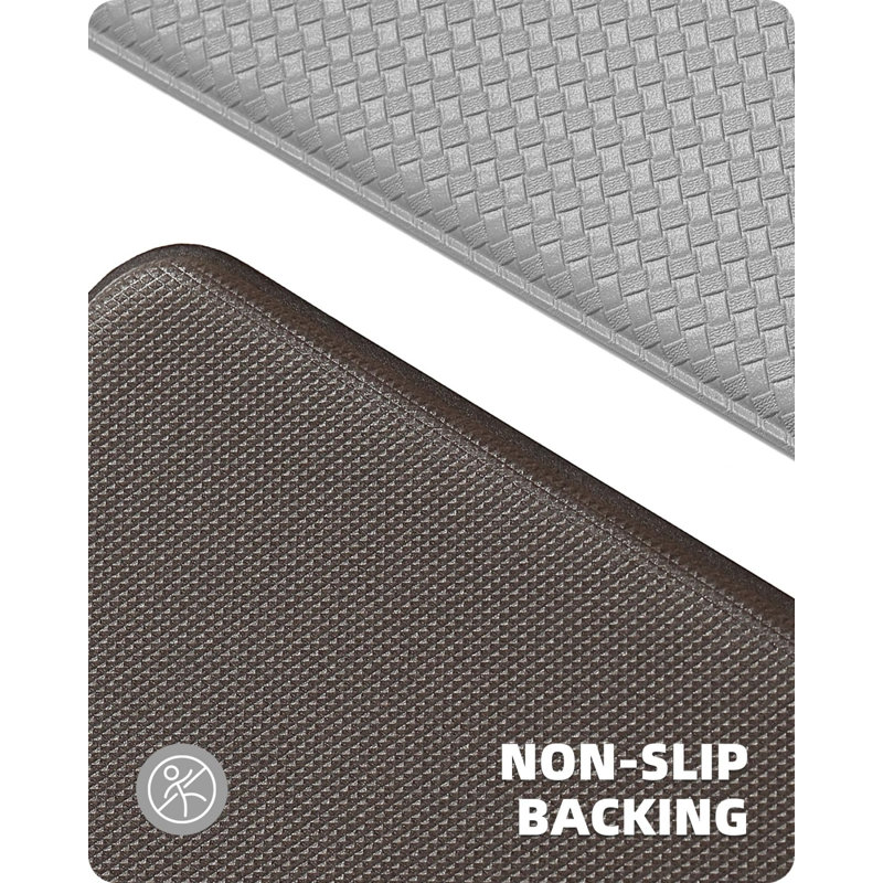 Tapis de cuisine antidérapant Dionisios, Gris clair, Tapis de couloir 1 pi 5 po x 4 pi 11 po + Tapis de