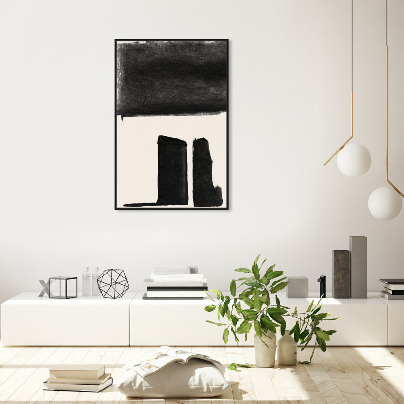 «Black and White Abstract Shapes» par Floater, reproduction d'art sur toile, Noir, H 37 po x l 25 po
