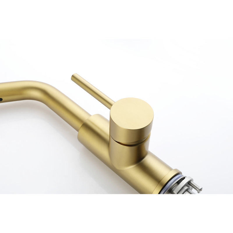 High Arc Pull Down Sink Faucet In Gold And Stainless - Versatile Stream Spray Options Pull-Out Kitchen Usage For Different Needs