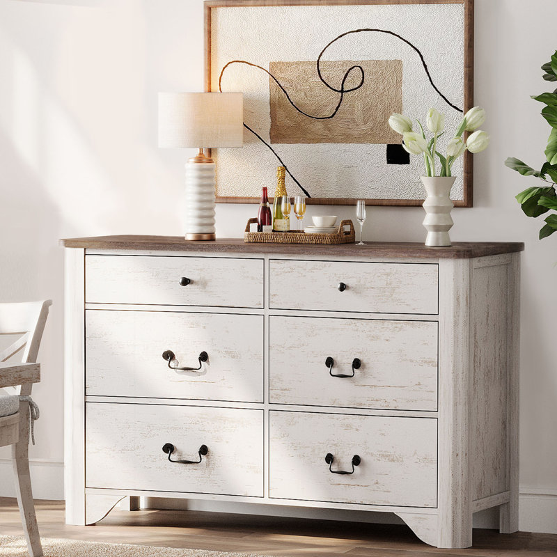 Commode 6 tiroirs Haikey, Blanc