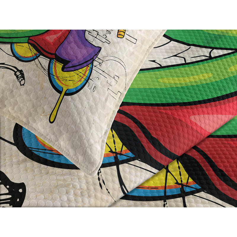 Ambesonne Retro Bedspread Music Graffiti, Queen Bedspread + 2 Standard Shams