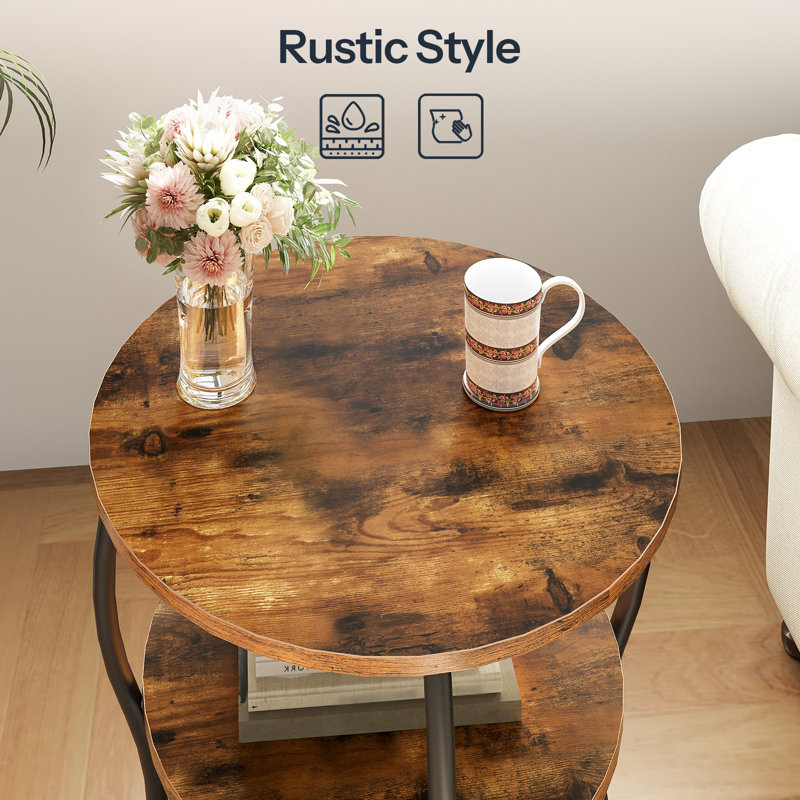 23.4'' Tall Round End Table with Shelves