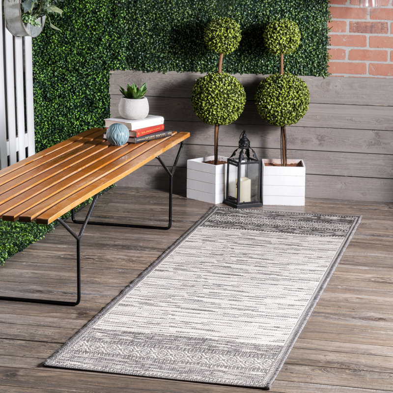 Ray Gray Indoor/Outdoor Area Rug, Runner 2' x 8'
