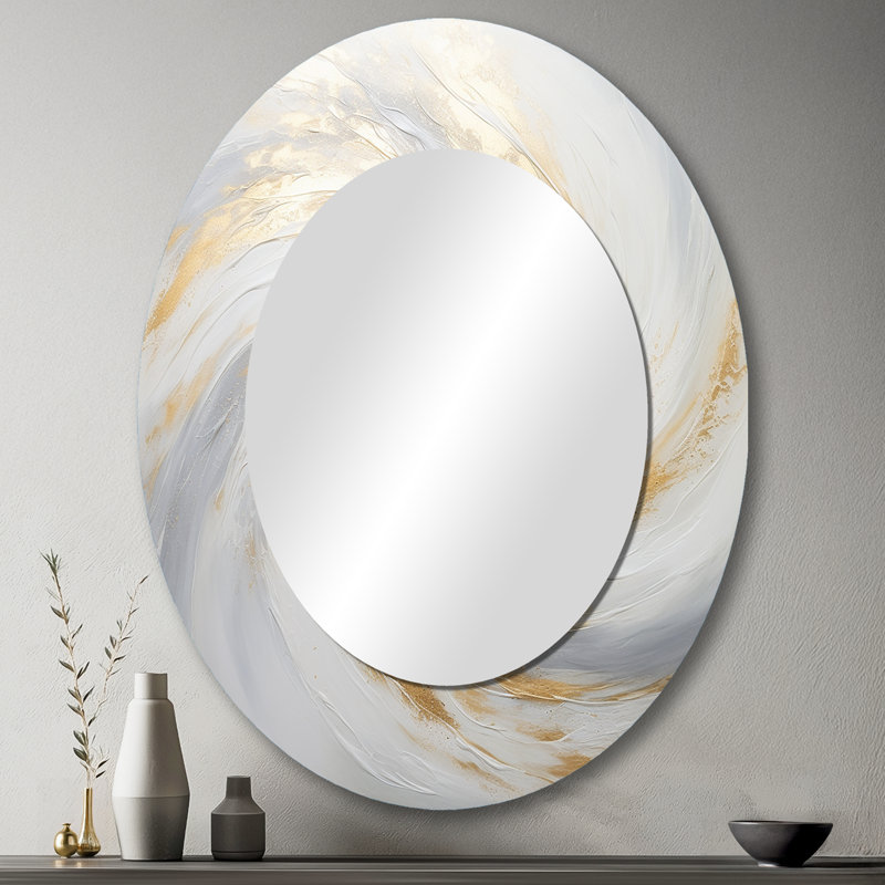 Miroir mural moderne or et blanc Vortex II, 43 po x 33 po