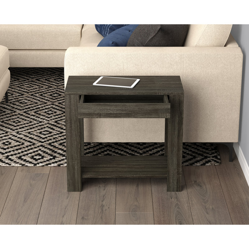 Farrah End Table with Storage, Dark Gray