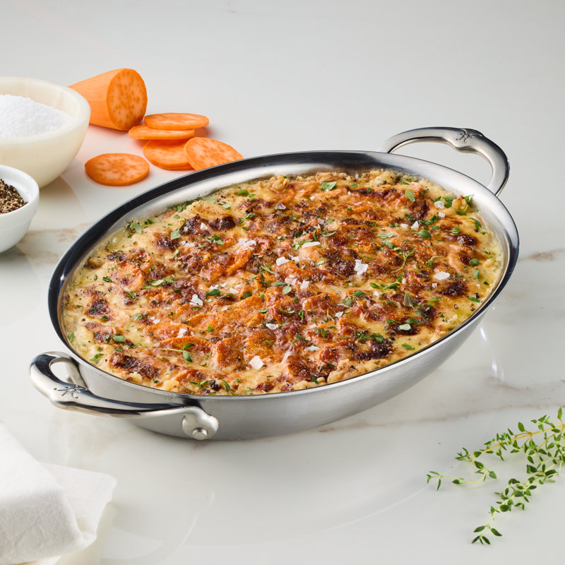 2.0qt Oval Medium Clad Stainless Steel Au Gratin (64oz, 9.0")