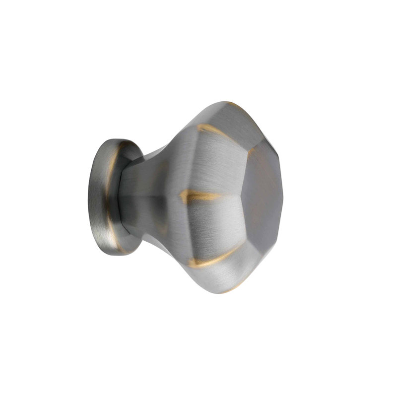 Burbridge Geometric Knob, Weathered Chrome, 1.26" H x 1.25" W x 1.25" D