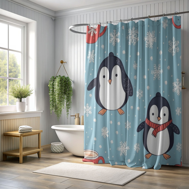Happy Feet - Rideau de douche haut de gamme, H 74 po x l 71 po