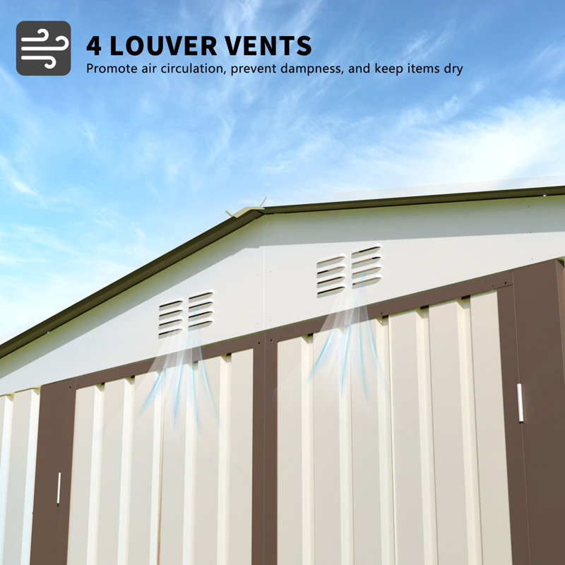 10x8ft White Outdoor Garden Shed - Aluminum Alloy Frame, Easy-Access Hinge Door