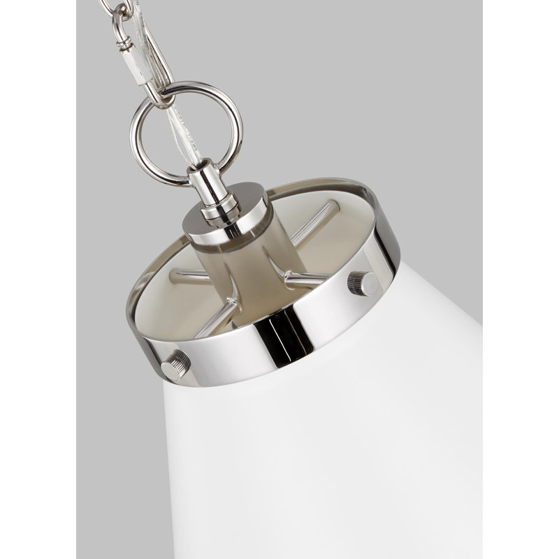 Wellfleet 1 - Light Pendant, Polished Nickel, Matte White, 22.625" H x 19.5" W x 19.5" D