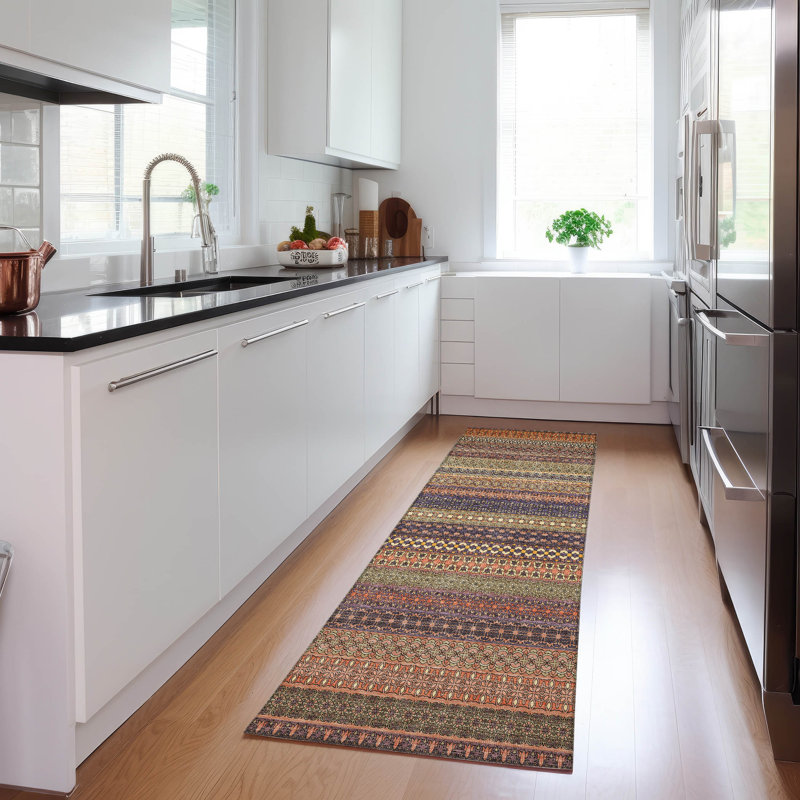 Tapis intérieur / extérieur Kinslee, Tapis de couloir 2 pi 3 po x 7 pi 6 po
