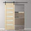 Porte de grange en bois manufacturé et en verre massif Avon 07-04 avec trousse de quincaillerie d'installation-991046360-991046341