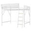 Grand lit mezzanine en métal blanc avec tablettes de rangement sur le lit supérieur, sous-espace pour et espace de travail, tablettes en plastique avec garde-corps à lattes de butée, mobilier multifonctionnel, matériau, 400 lb