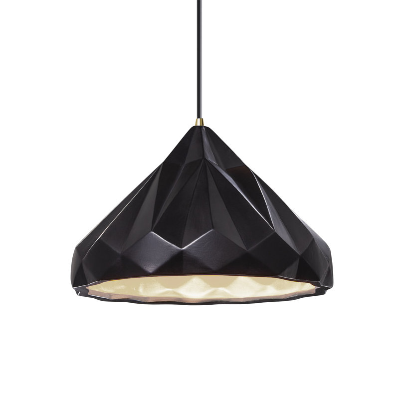 Luminaire suspendu géométrique 1 lumière Cattier, Laiton antique, Noir mat carbone