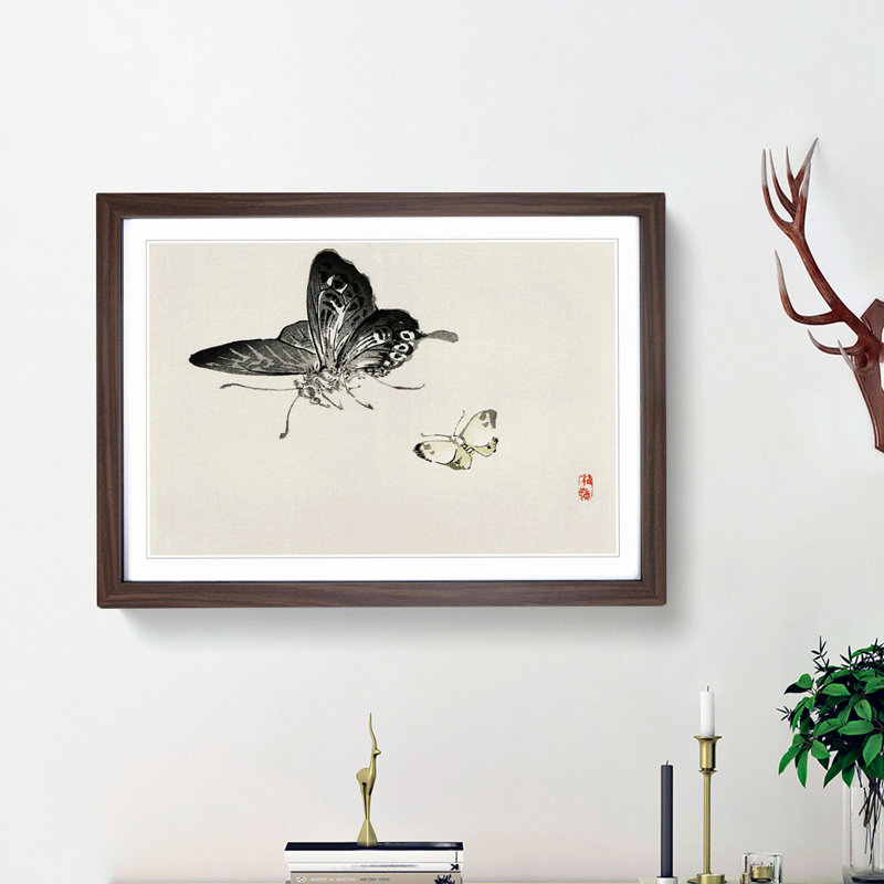 Butterflies by Kono Baireir - Picture Frame Graphic Art Print, Walnut Framed, 48cm H x 65cm W x 2cm D