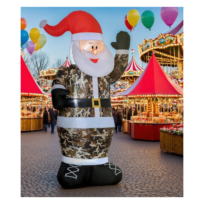 Camo Santa Inflatable With LED Lights And Weather-Resistant Material