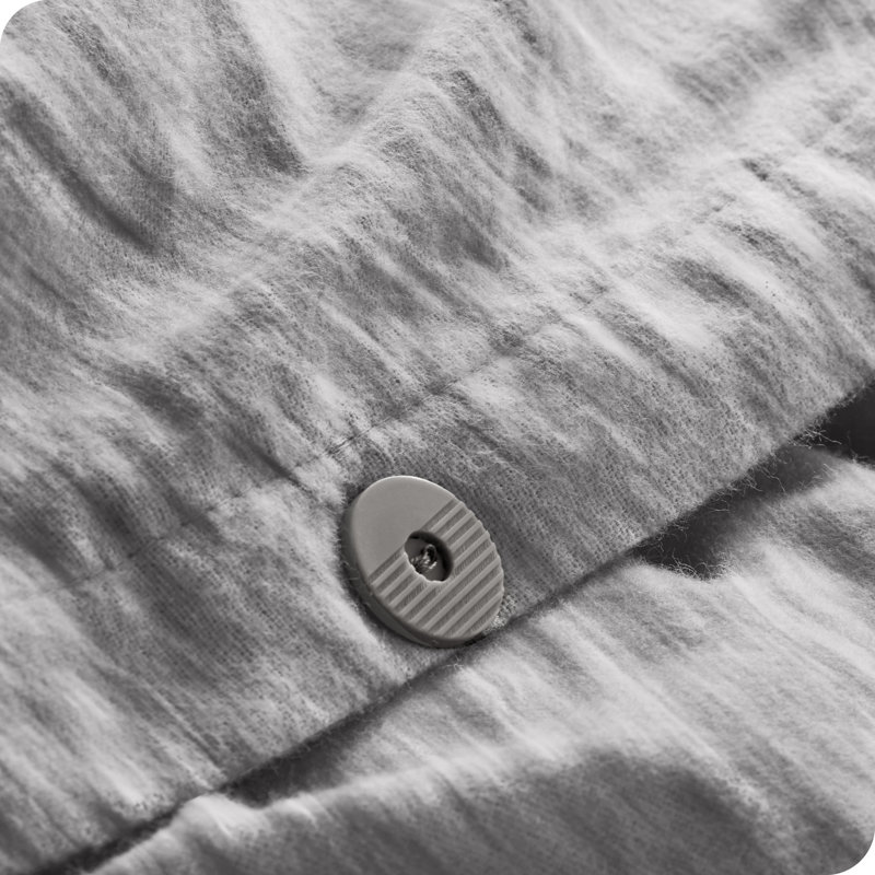 100% Cotton Flannel Duvet Cover Set, King Duvet Cover + 2 King Shams, Heather Light Gray