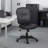 Sera Modern Task Chair, Mid Back Black Leatherplus, Large Cushions