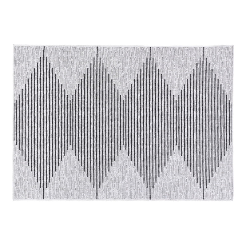 Tapis rectangulaire gris / noir en jute / sisal tissé à la machine Kilauri, Rectangle 1 pi 8 po x 2 pi 7 po