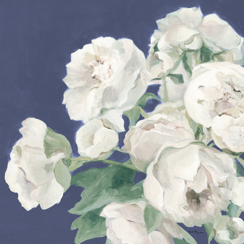 Peonies On Indigo by Marilyn Hageman - Wrapped Canvas Painting, 122cm H x 122cm W