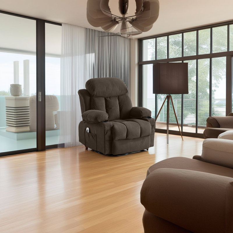 Fauteuil inclinable de massage pivotant à 360 ° - Acupression et chauffage à 8 points - Revêtement en velours - Poches de rangement - Contrôle manuel?
