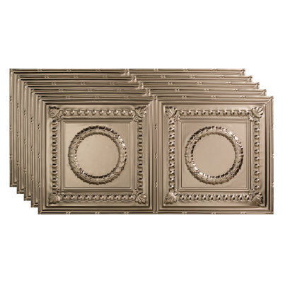 Rosette 24.375 in. L x 48.375 in. W Textured Vinyl Glue Up Ceiling Tile