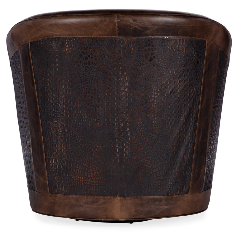Morrison Brown Leather Handcrafted Swivel Barrel Chair