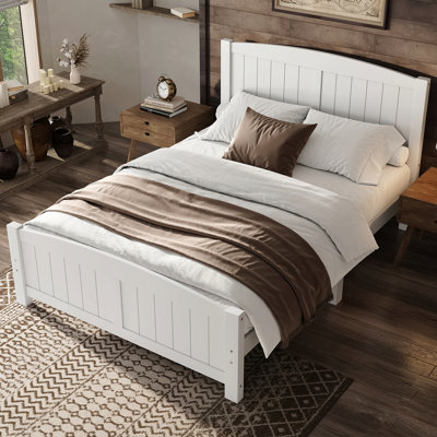 Queen Platform Bed, , Solid Wood With Support Slats And Strong Structure, No Box Spring Needed