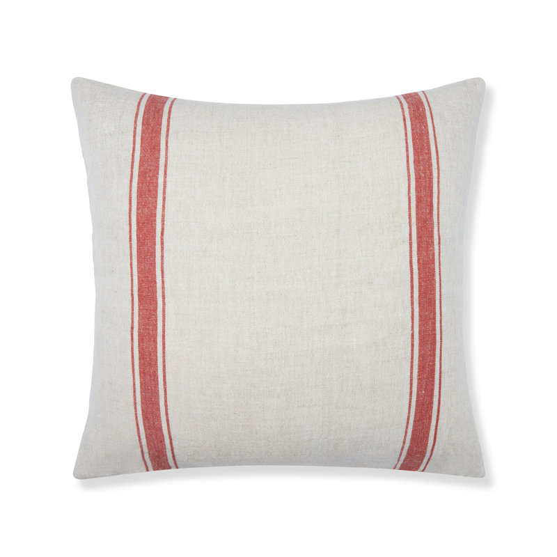 Marseille Pillow Cover - 22" x 22", Red/Natural Stripe