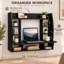 Bureau flottant mural noir pour ordinateur portable avec tablettes de rangement, poste de travail d'ordinateur pour économiser l'espace-1326864226