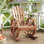 Outdoor Wood Rocking Chair, Patio Decor Yard Glider Rocking Chairs with Slatted Design, Adirondack Rocking Chair for Porch Lawn Garden Balcony Poolside