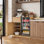 Grande armoire à café avec espace réfrigérateur, mini armoire réfrigérateur avec rangement pour le vin, support de réfrigérateur, buffet, table, armoire à vin pour cuisine, salle à manger