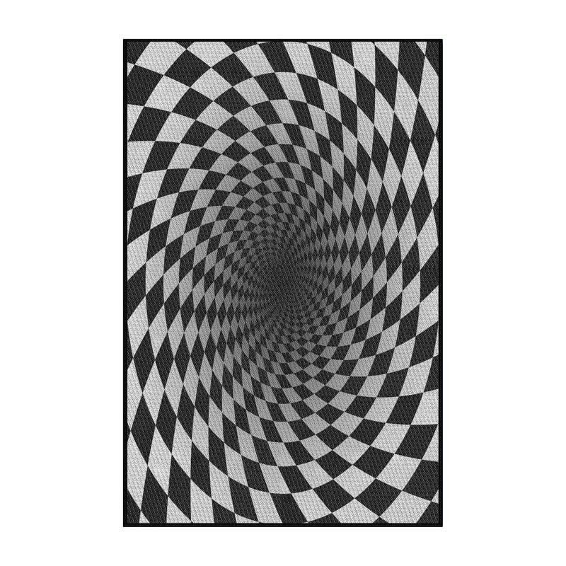 Tapis noir/gris à motifs, Rectangle 4 pi x 6 pi