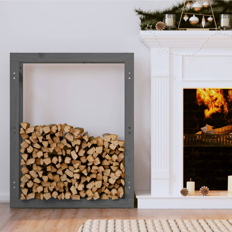 80cm W Solid Wood Log Rack, Gray