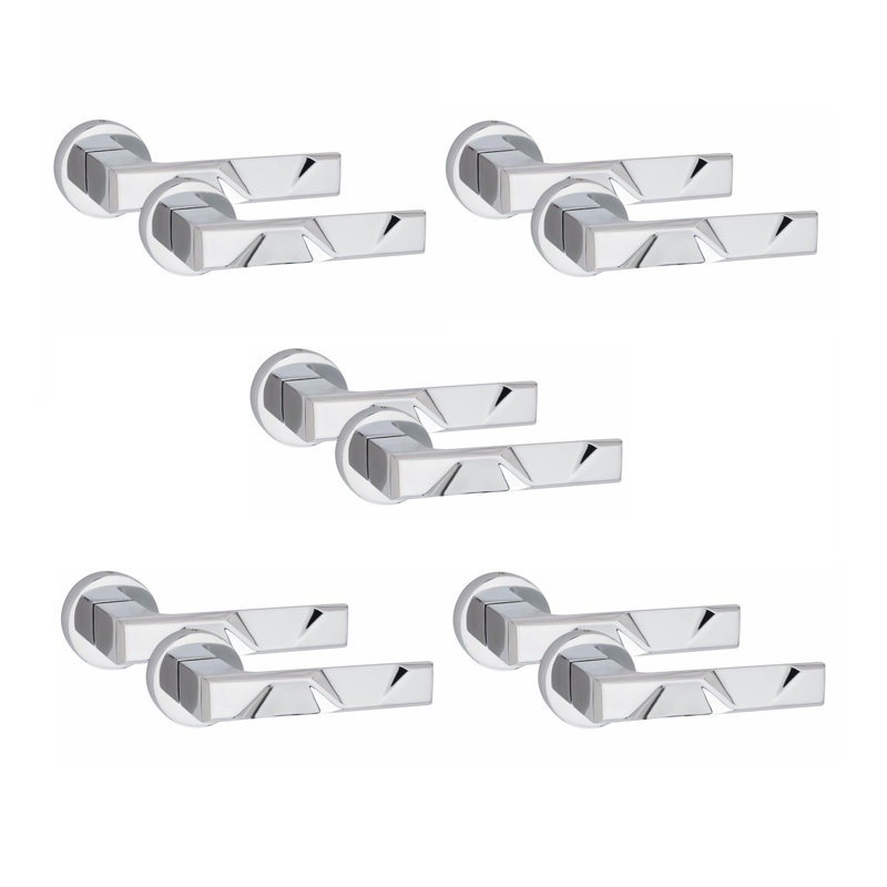 5 Pairs Modern Nova Design Premium Door Handles on Round Rose