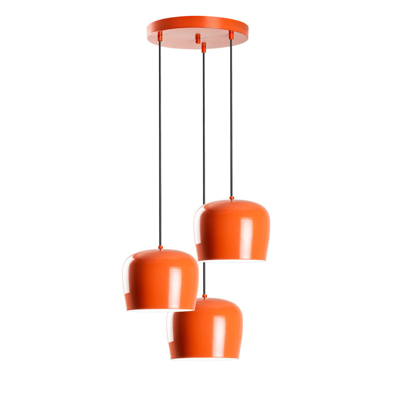 Lustre réglable en métal, 17,7 po de diamètre, finition orange | 3 x douilles E27 de 40 W maximum, hauteur: 17,7 à 44,9 po | Design élégant et moderne, parfait pour la salle à manger et les espaces de vie | IP20, ampoule non incluse