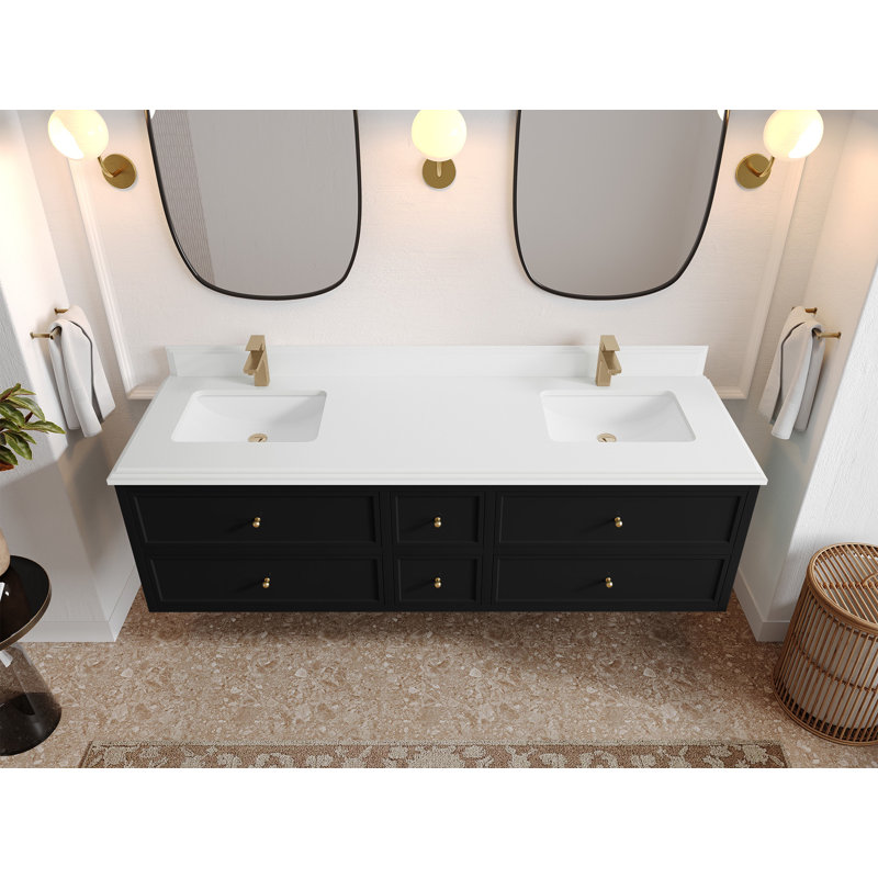 Meuble-lavabo double 72 po Roswell, Blanc