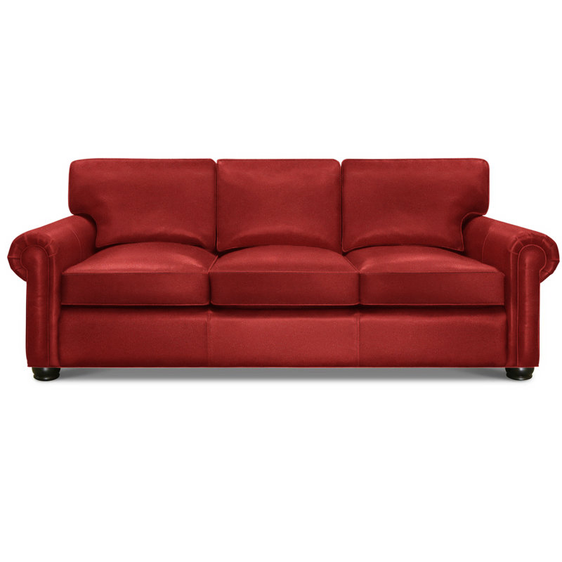 Bordeaux Leather Sofa, Cardinal Red (Cartier), Espresso