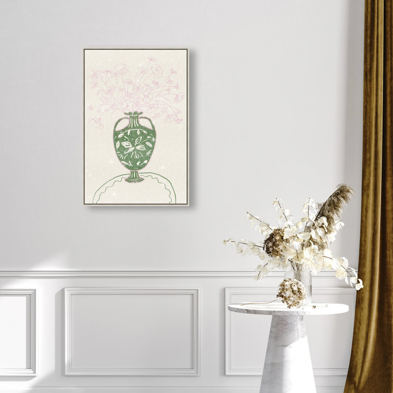 Green Flower Studio Print by Oliver Gal, 21"H x 31"W, Silver Floater Frame