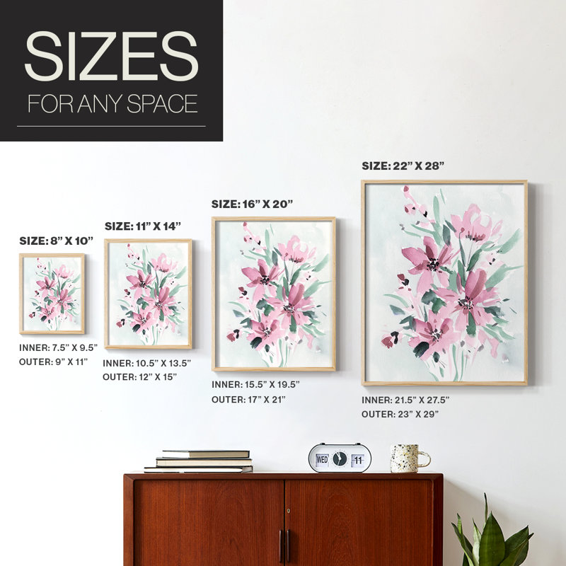 Reproduction encadrée Posy Blooms I-Premium - prête à être accrochée - aucun clou requis - aucun clou requis, Bois naturel