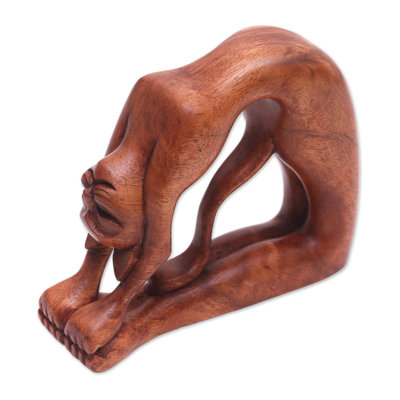 Figurine en bois ustrasana kitty Raelyn