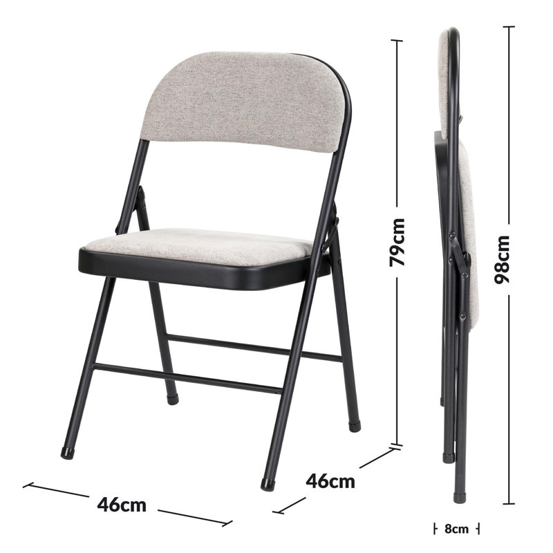 Fabric Padded Stackable Folding Chair Folding Chair, Black