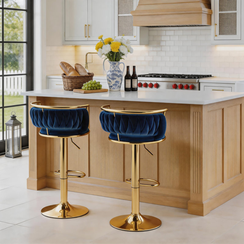 Tabouret de bar Christal, Marine, Gold