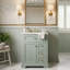 Meuble-lavabo à cadre en bois massif 24 po avec lavabo, rangement multifonctionnel avec 3 tiroirs et porte (vert / blanc)-332049346