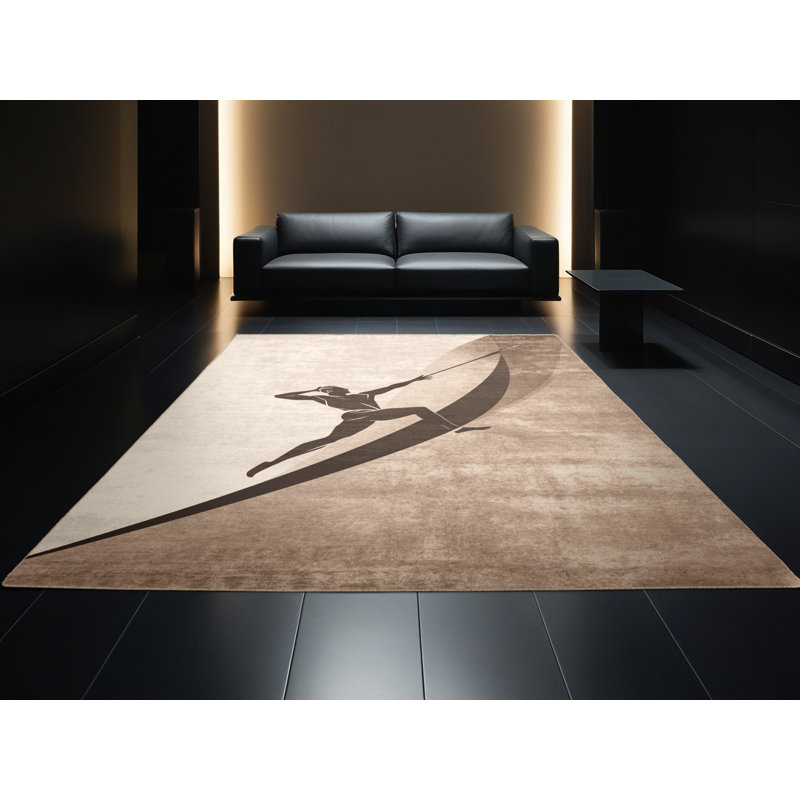 Tapis beige élégant et chic en javelot lavable à la machine Bracondale, 7 x 10