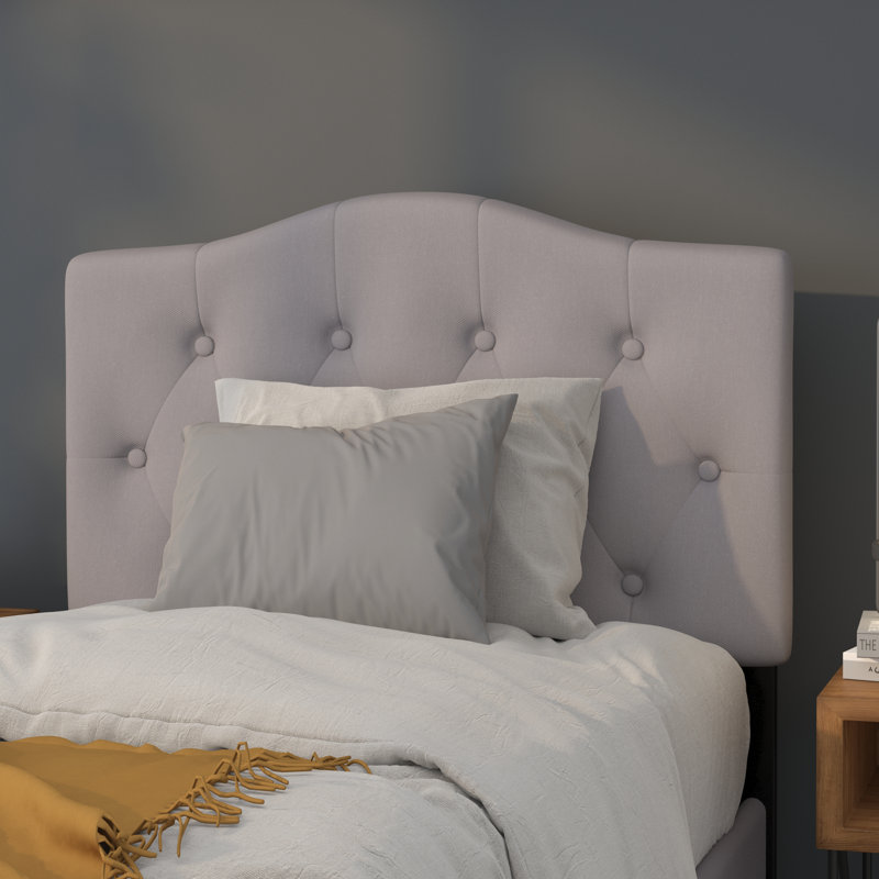 Ciriaca Arched Button Tufted Upholstered Headboard, Light Gray, Twin