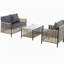 New Comming Patio 4 Pieces Brown PE Wicker Sofa Set with Grey Cushion