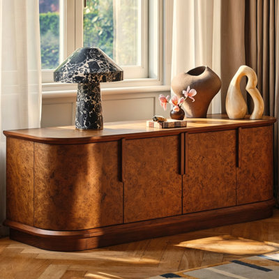 70.87"Vintage Solid Wood Ash Sideboard with Burl Veneer