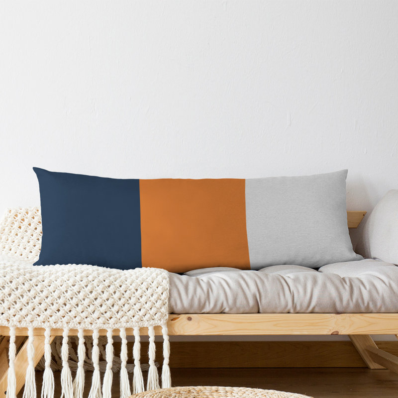 Abel Polyester Medium Pillow, Blue/Orange Middle